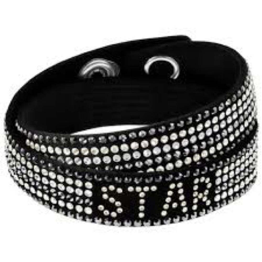 RARE Swarovski SLAKE EXPRESS STAR 5353168 Black Studded Bracelet Luxury